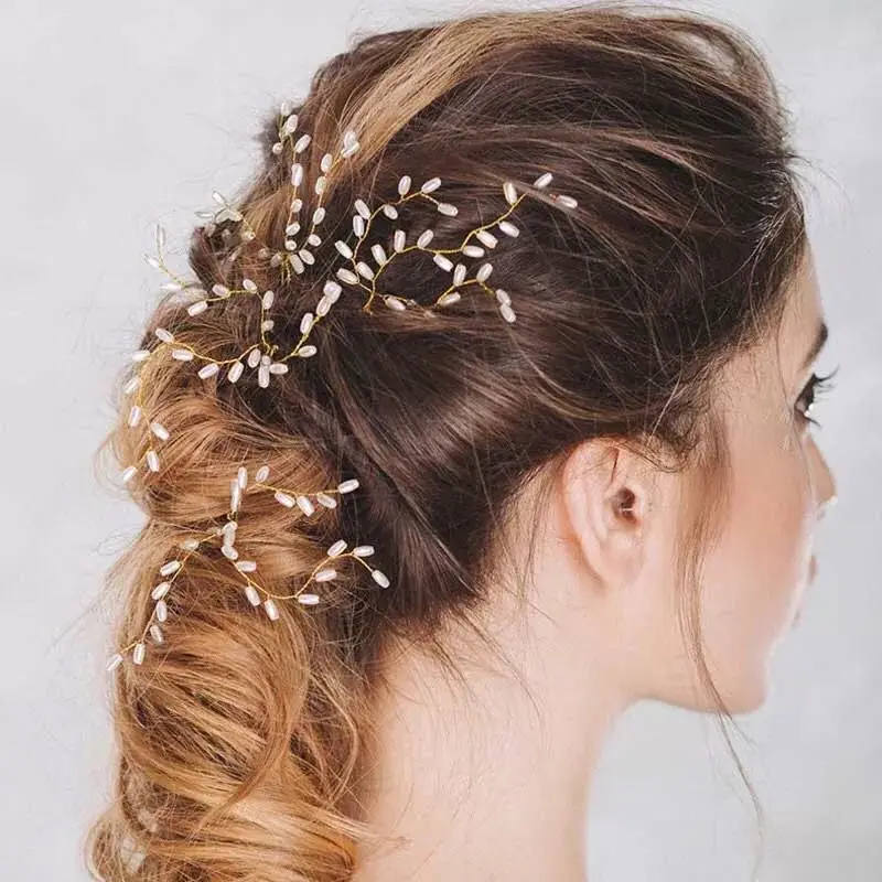 Трендовые свадебные аксессуары для волос Свадебная палочка для волос заколка для волос с кристаллами головной убор плетение жемчужная заколка для волос для невесты аксессуары для волос
