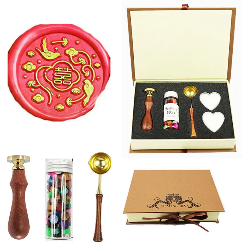  Bird Cloud Decorative Double Happiness Wedding Wax Seal Stamp Gift Packing Greeting Card Love Lette - 33006604069