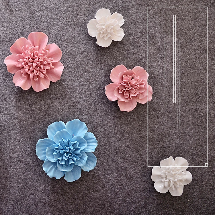 

European Ceramic Wall Decorative Flower Decor Livingroom Wall Mural Home Furnishing Crafts Decor Art Retro Ornament Wall Sticker