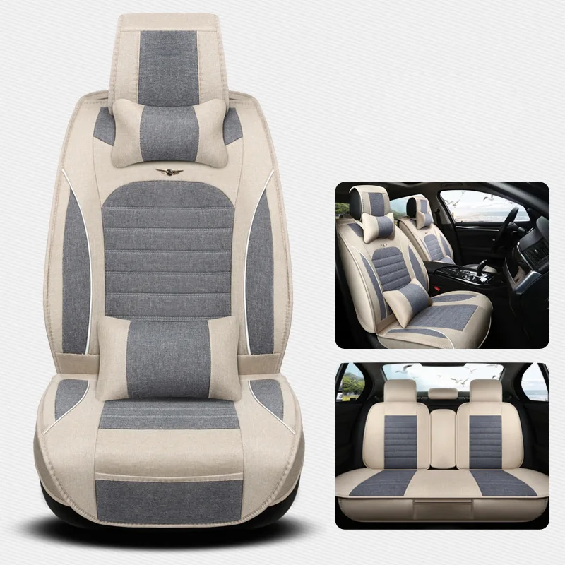 Buy (Front+Back) Deluxe Linen Universal Car Seat