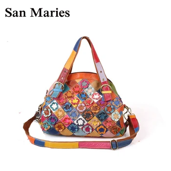 

San Maries Floral Colorful Women Bag Brand Shell Women Designer Leather Handbags Shoulder Bags Sac A Main Femme 2020