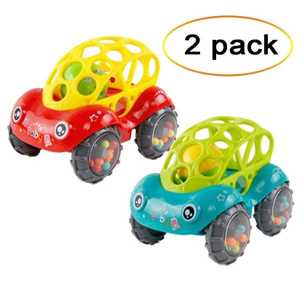 

2 Pieces Baby Plastic Non-toxic Colorful Animals Hand Jingle Shaking Bell Car Rattles Toys Music Handbell for Kids Color Random
