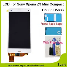 New LCD with adhesive Touch Screen lcd display Digitizer Assembly Complete For Xperia Z3 mini For Z3 Compact d5803 d5833 M55W