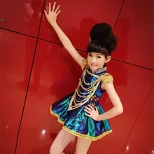 New sequins dancing dress of girls modern jazz dance costume dance girl dress dancewear kids stage clothing for singers Boy