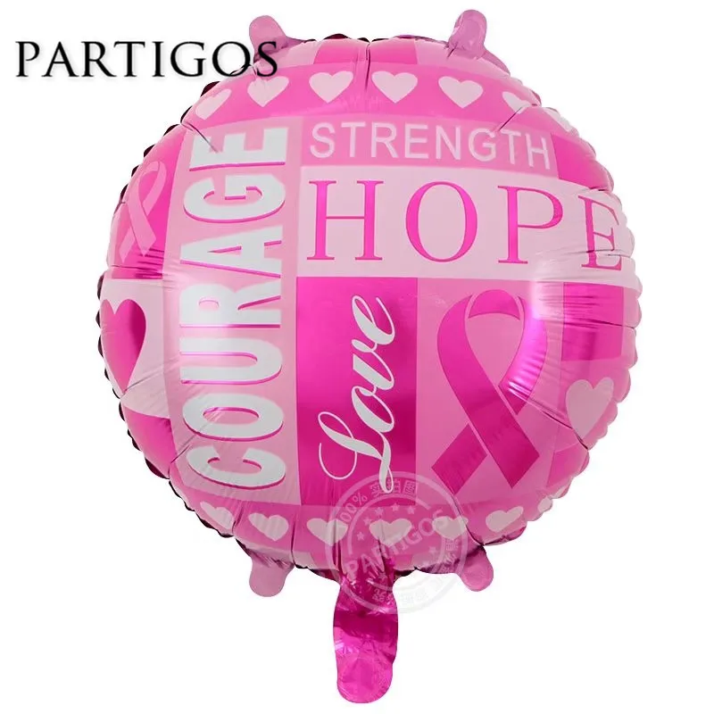 

50pcs 18inch Hope Courage Strength Love Foil Balloons Thanksgiving Day Party Decor Red Ribbon Love Station Globos Child Gifts