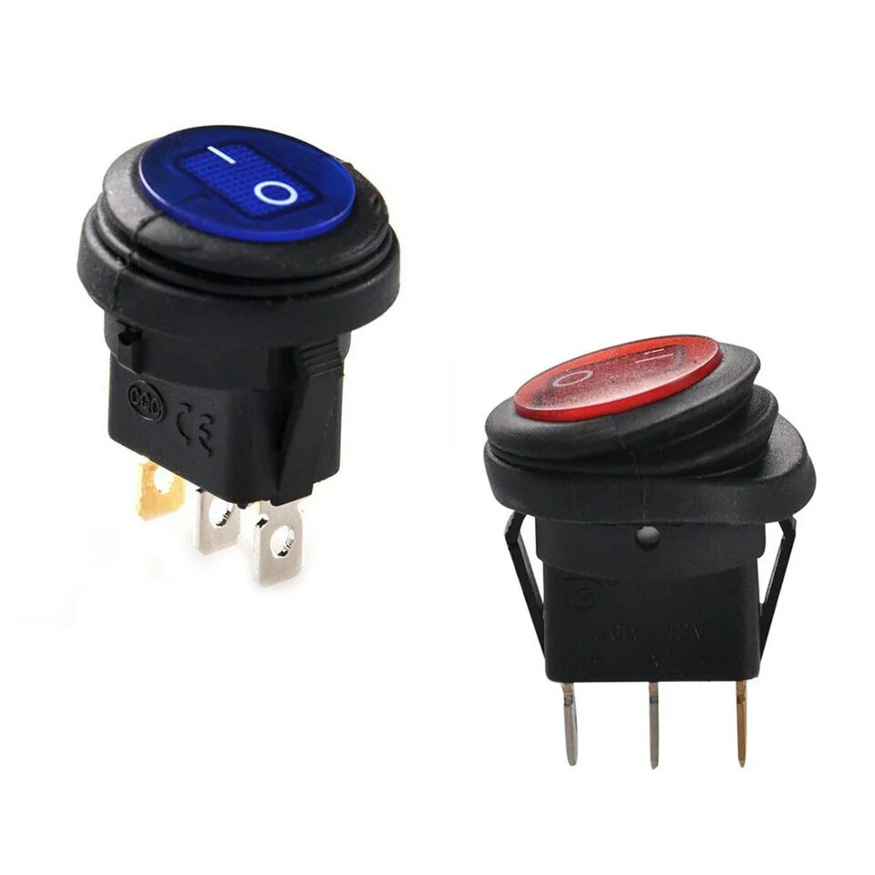 

100pcs 12V DC 25A On/Off Rocker Switch IP65 Waterproof 3Pin SPST LED illuminated Hot Sale Low Price for car motorcycle ATV