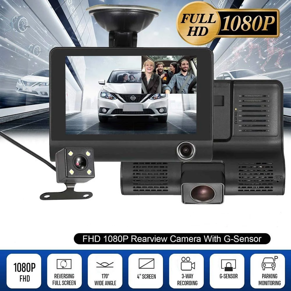 Car DVR 3 Cameras Lens 4.0 Inch IPS Screen Dash Camera Single Dual Lens Rearview Cameras Video Recorder Auto Registrator Dvrs