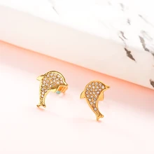 Baoyan серьги-гвоздики золотого цвета в форме цветка в форме звезды лошадь дельфин из нержавеющей стали, серьги, ювелирные изделия маленькие серьги