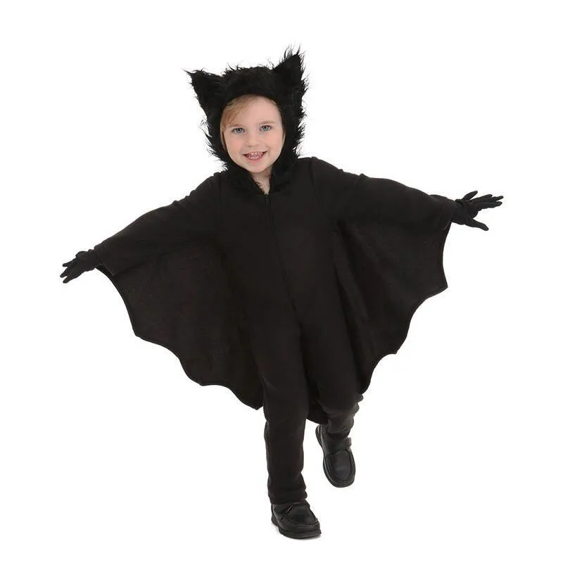 New Adult Children Animal Cosplay Cute Bat Costume Kids Halloween Costumes For Girls Black Jumpsuit Connect Wings Cosplay Batman