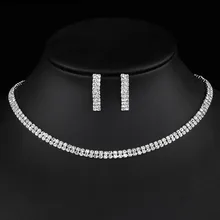 Модные посеребренные Кристальные наборы свадебных ювелирных изделий для подружки невесты колье Комплект сережек для женщин Свадебные африканские ювелирные наборы