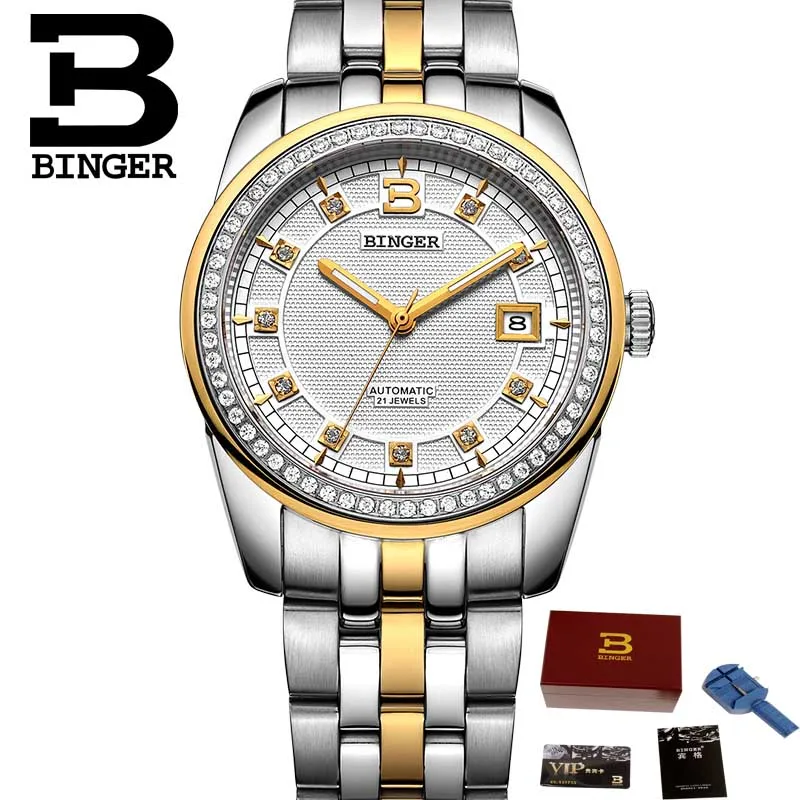 Оригинальные BINGER Роскошные брендовые часы автоматические механические мужские часы для wo мужские полностью стальные MIYOTA Move Мужские t B-5010M