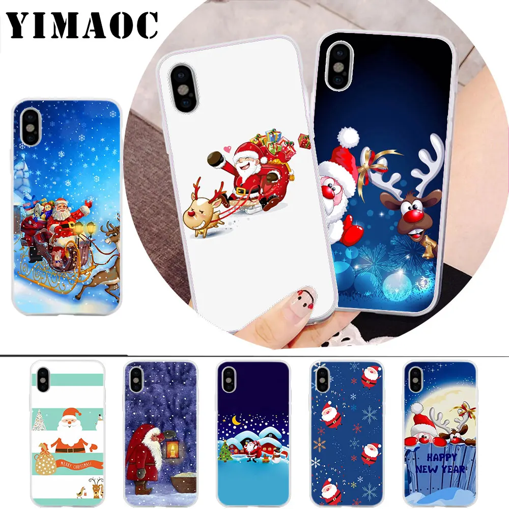 

YIMAOC Christmas navidad noel Soft Silicone Case for iPhone X r s Xr Xs Max 8 7 6S 6 Plus 5 5s SE