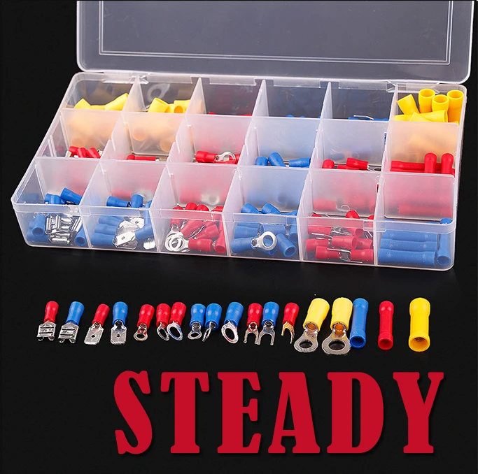 

Yellow / Red / Blue 175PCS/set Assorted Electrical Connectors / Crimp Terminals Insulated Wiring Set Kits