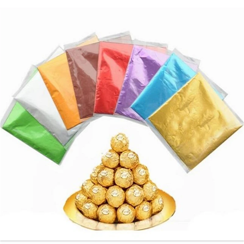 

100pcs Sweets Candy Package Foil Paper Chocolate Lolly Foil Wrappers Square