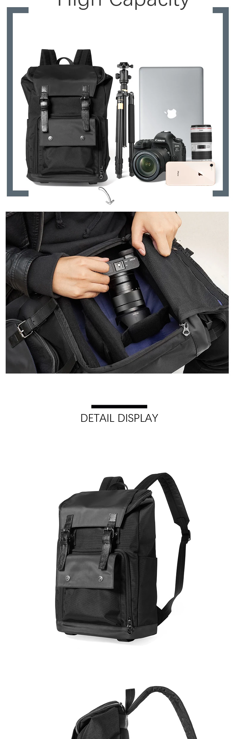 Мужской рюкзак в японском стиле, водонепроницаемый рюкзак из полиэстера, модная сумка для фотографий, мужская дорожная сумка, повседневная школьная сумка, книга