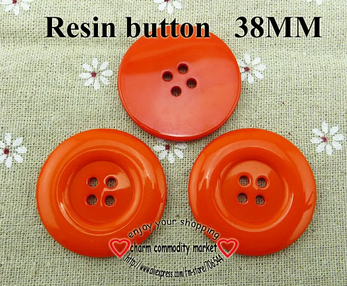 10 шт 38 мм круглые смешанные или одиночные кнопки смолы 4 отверстия пальто ботинки с кнопками шитье декоративные аксессуары одежды R-076 - Цвет: orange