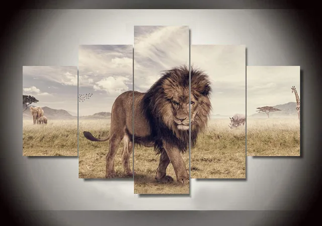 Wall Art Printed Animals Lion Group Painting By Numbers Room Decor Wall Art Printed Animals Lion Group Painting By Numbers Room Decor Print Poster Picture Canvas