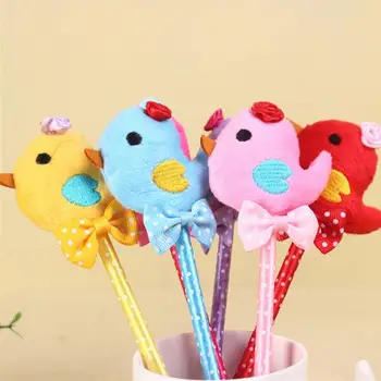 

24cs/lot Cute cartoon chick ball pen cartoon animal plush pen stationery goods children gift