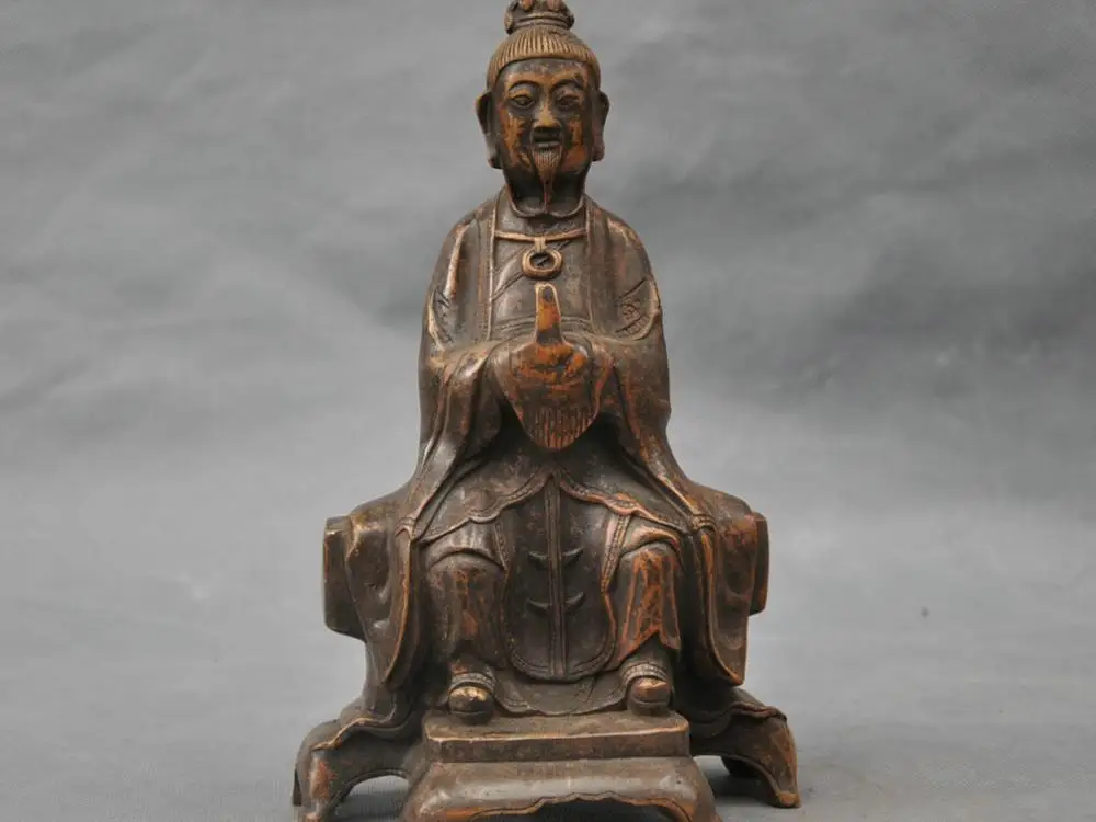 

10'' China Bronze supernatural old man Sit Figurine