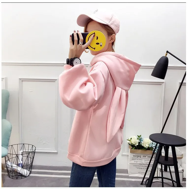 Kawaii style new explosions hooded loose rabbit ears women