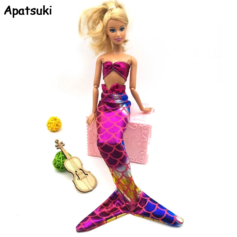 1set High Quality Handmade Doll Dress For Barbie Doll Clothes Gown Colorful Skirt Fashion Mermaid Tail Dress 1/6 Kids Toy