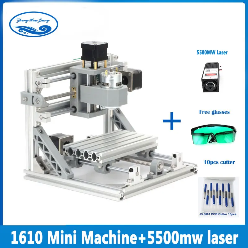 

CNC 1610+5500mw laser GRBL Diy mini CNC machine high power laser engraving machine,3 Axis pcb Milling machine,Wood Router