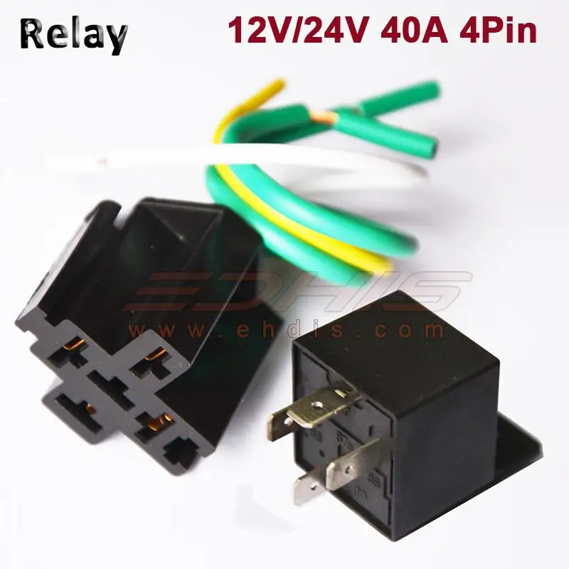 Waterproof Automotive Relay 4pin 12v 24v 40a Spst Harness