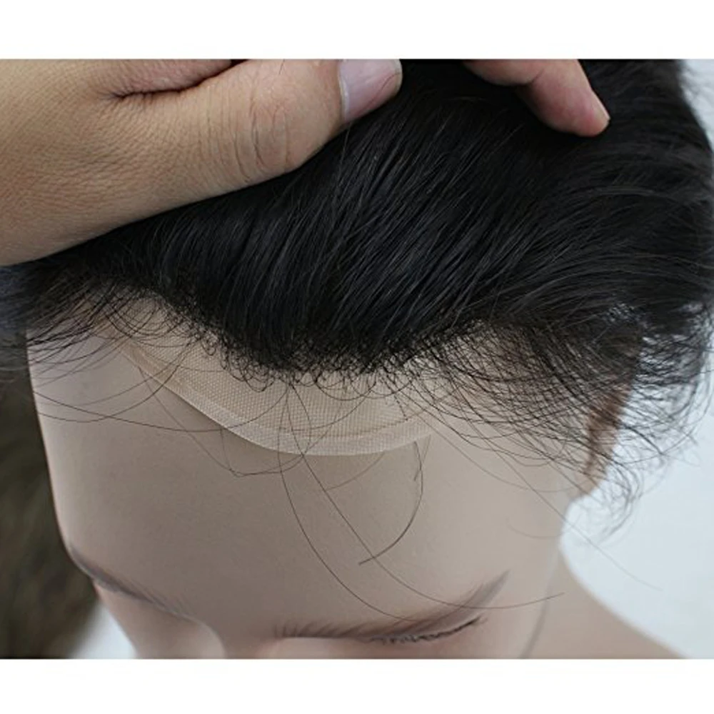 Eseewigs Для Мужчин's накладки из искусственных волос натуральный Цвет 8x10 Remy парик