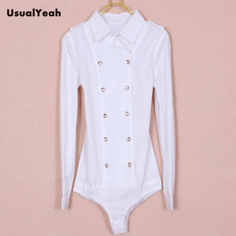 Новая модная женская Длинная блузка с закатывающимися рукавами, двубортная Классическая Офисная Женская рубашка, белая черная блузка SY0155 - Цвет: Белый