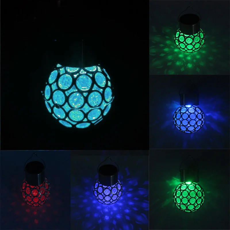 

Drop Shipping Multicolor Solar Light Waterproof Solar Rotatable Outdoor Garden Camping Hanging Solar Power LED Round Ball Lights