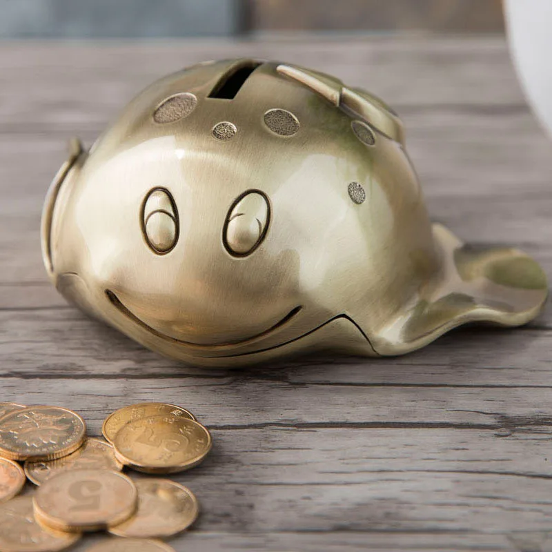 

New Art Craft Devil fish Coins Bank Vintage Bronze Color Home Decoration Children Gift Family Decor Lovely Tabletop Ornaments