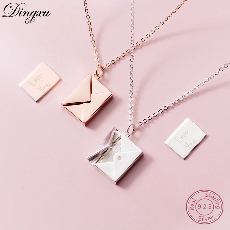 

100% 925 Sterling New Design Romantic Lover Letter Pendants Sweet Charm Envelope Fashion Pendant For Women Jewelry 2019