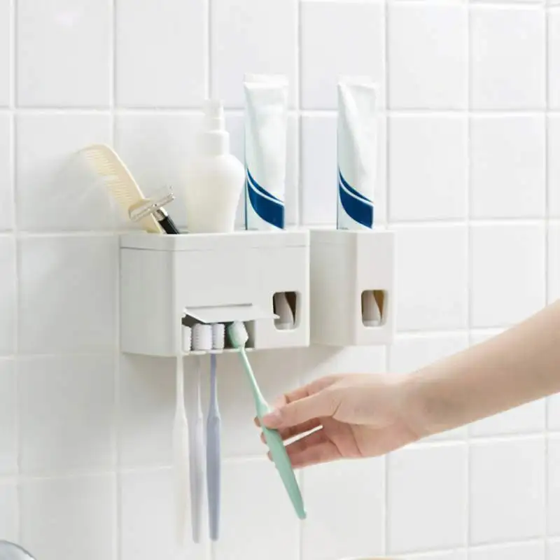 

Multi-Function Automatic Toothpaste Squeezers Toothbrush Holder Sticky Wall Mounted Toothpaste Dispenser
