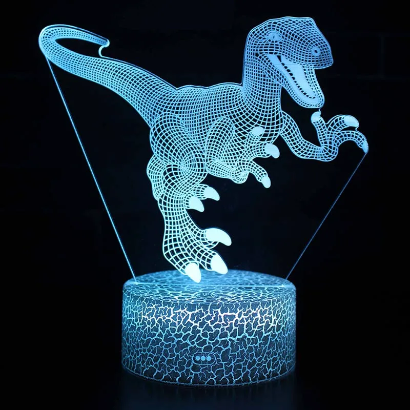 3D иллюзия ночные светильники динозавр модель трогательный светодиодный светильник декор для детской спальни с пультом дистанционного управления