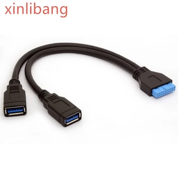 

USB 3.0 Motherboard Adapter Cable 20 Pin Header Convert to Two Female A type Lead for DIY Gaming PC 25cm
