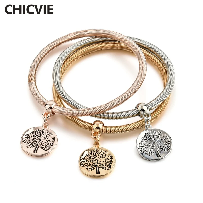 

CHICVIE 3 PCS/SET Custom Hollow Tree of Life Bracelets & Bangles Charms For Jewelry Making For Women Plant Bracelet SBR170117