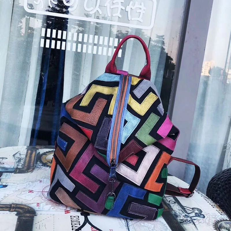 

Mochilas Mujer 2019 Vintage Genuine Leather Women Backpack Sac a Main Femme De Marque Luxe Cuir Mochila Casual Back Pack Luxury