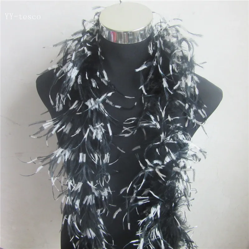 Beautiful 10 m 5 strip natural Ostrich Feathers Boa Quality fluffy Costumes / Trim for Party / Costume / Shawl / Available - Color: black and white