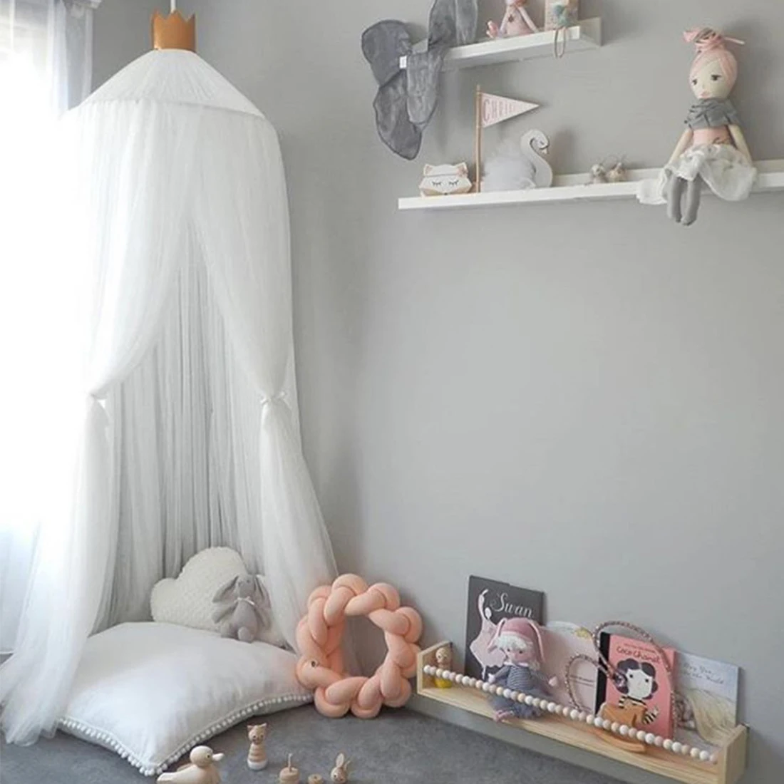 

Princess Kids Baby Bedding Dome Bed Canopy Cotton Mosquito Net Bedcover Curtain For Baby Kids Reading Playing Home Decor