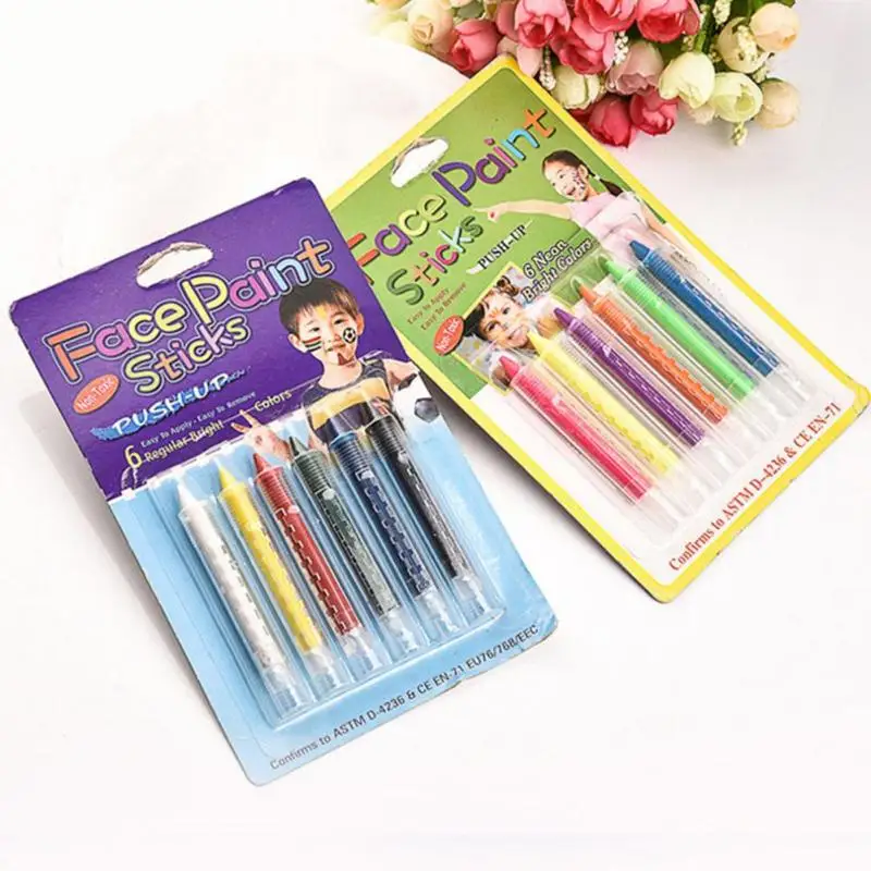 

6 Colors Face Body Painting Pencils Paint Crayon Pen Stick Splicing Structure For Christmas Halloween Party Makeup Decoration