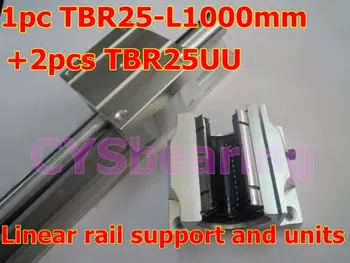 

1pcs TBR25 -L 1000mm linear bearing rails shaft support + 2pcs TBR25UU linear slide bearing unit case block for CNC XYZ table