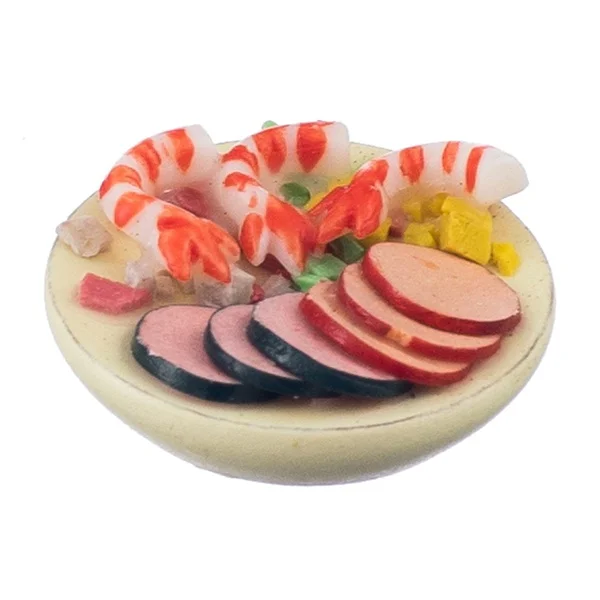 ABWE meilleure vente 1:12 salade de fruits de mer sur une assiette maison de poupées Miniature accessoire alimentaire (couleur: multicolore)
