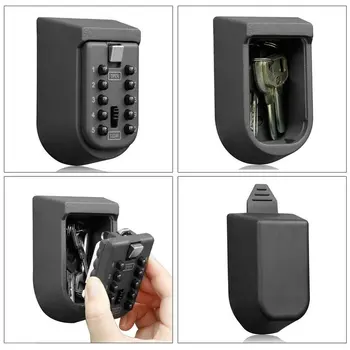

Wall Mounted Key Safe Storage Organizer Box With Combination Lock 10-Digital Password Weatherproof Cover For Home Outdoor Use