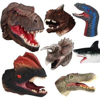 

Soft Vinyl Rubber Animal Head Hand Puppet Figure Toys Gloves For Children Model Gift Dinosaur Hand Puppet Toys For Children