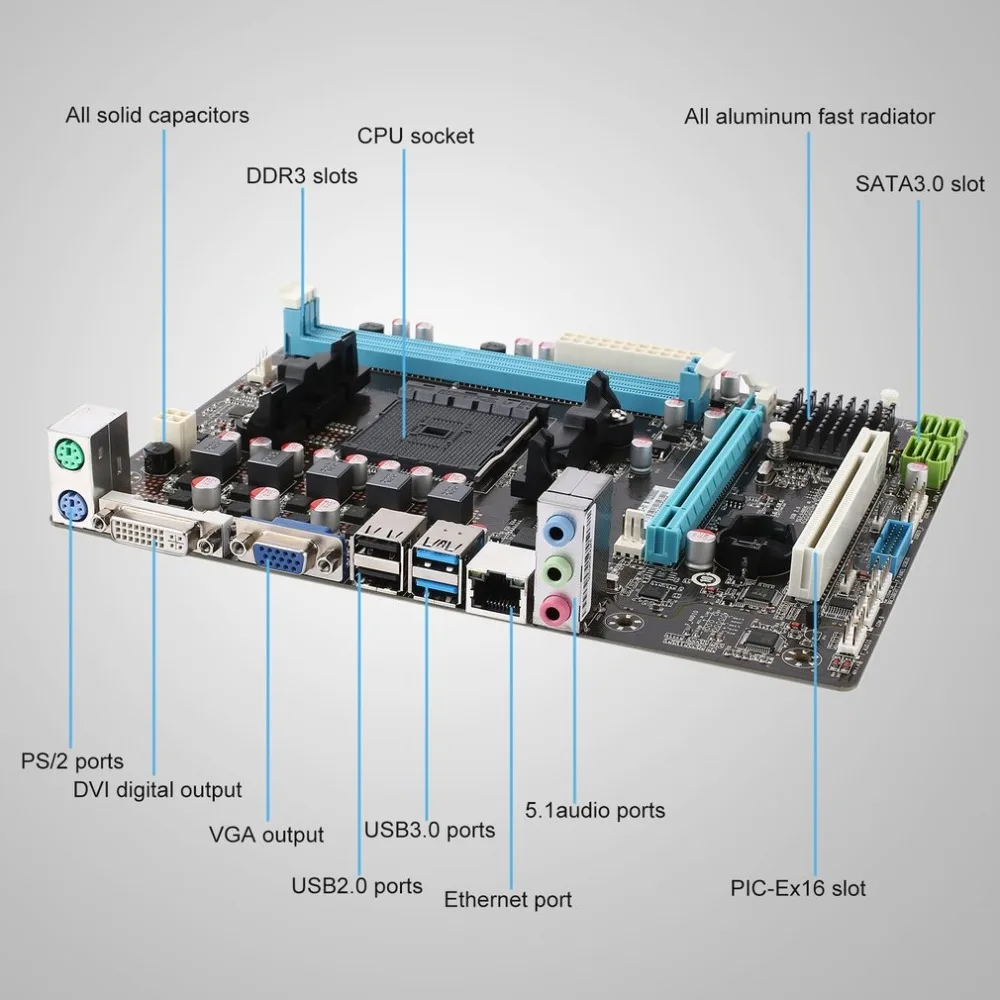 

F2A68MFM2 Computer Motherboard Anti-surge Full-time Power Guardian USB 3.0 Data Transmission DIGI+ VRM & EPU Control