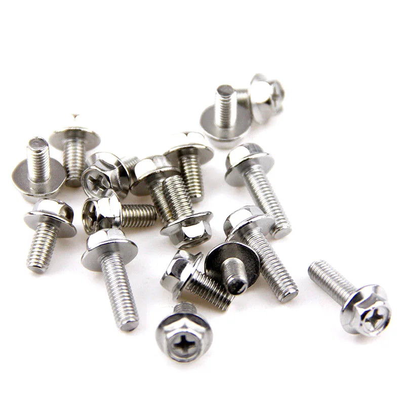 50pcs Stainless Steel Screws Hexagon Phillips Washer Flange Hex bolts