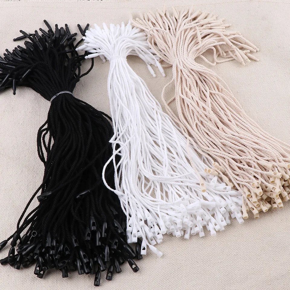 Étiquettes à Accrocher Avec Snap Lock - Coton, Boucle - Noir, 3,2 Pouces - Pack De 100 - Neuf
