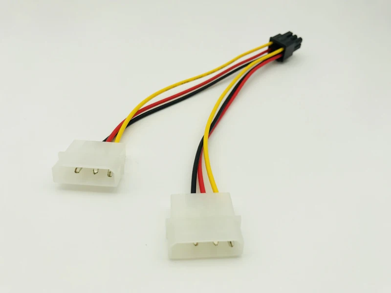 5pcs Dual 4 Pin to 6 Pin Molex PCI-E External Graphics Card Power Cable Converter Adapter High Quality for BTC Miner Mining