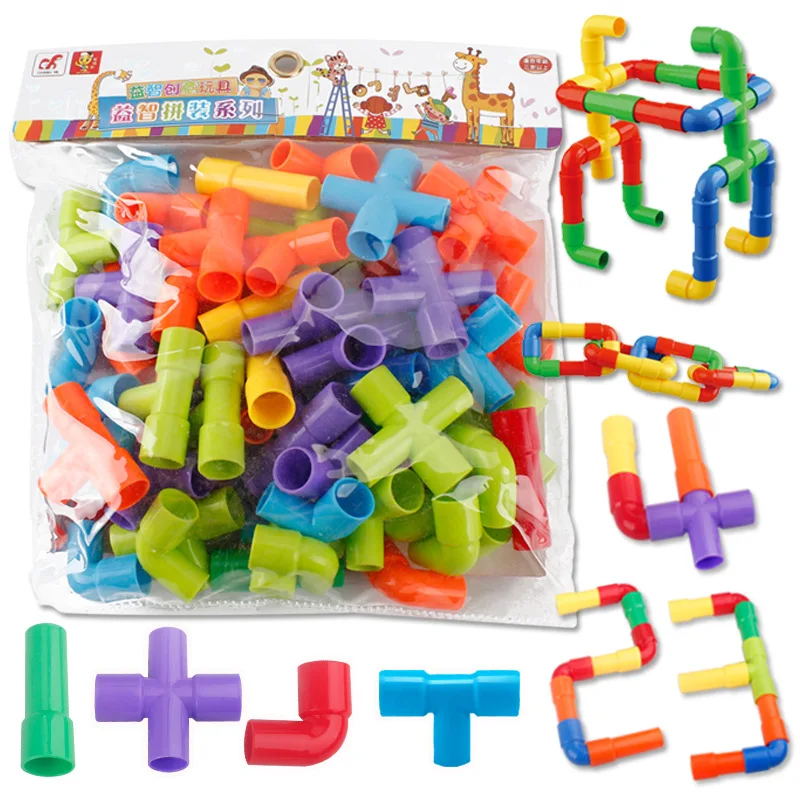 Пластиковые трубы мозаика строительный блок игрушки Детский сад головоломки игрушки DIY Красочные когнитивные цифры Anaimals мраморные