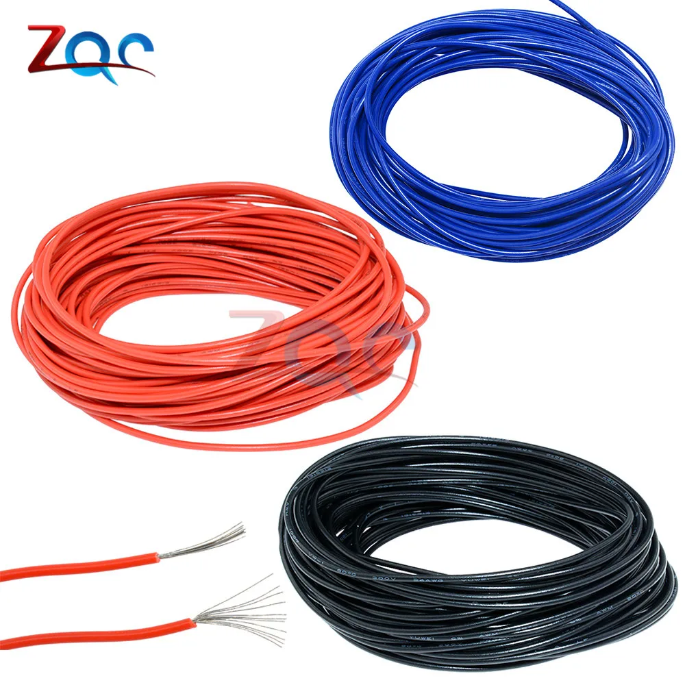 Flexible Stranded of UL-1007 24 AWG wire cable Yellow/Blue/Red/Black 10M 300V